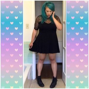 NewLook Sweet❤️ Black Dress w/ Sheer Polka Dot Top